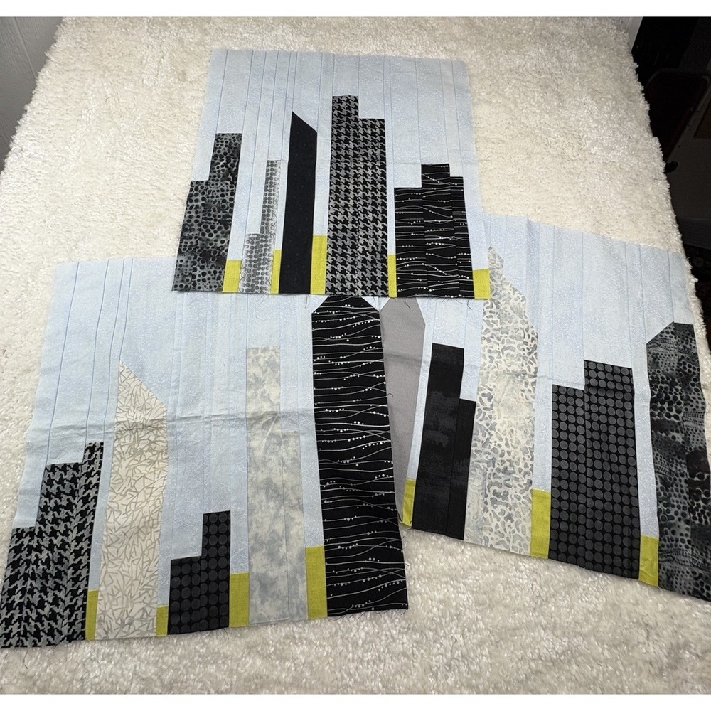Three City Orphan Quilt Blocks 20” Square Decorative Pillows Or Quilt Center